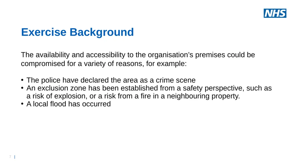 Business Continuity Exercise – Premises - slide 7 of 16