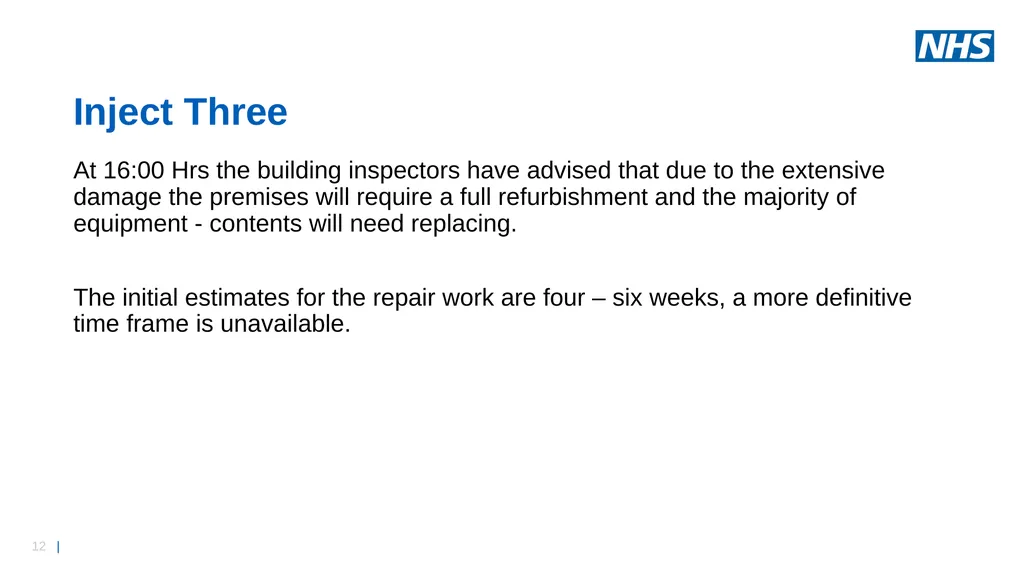 Business Continuity Exercise – Premises - slide 12 of 16
