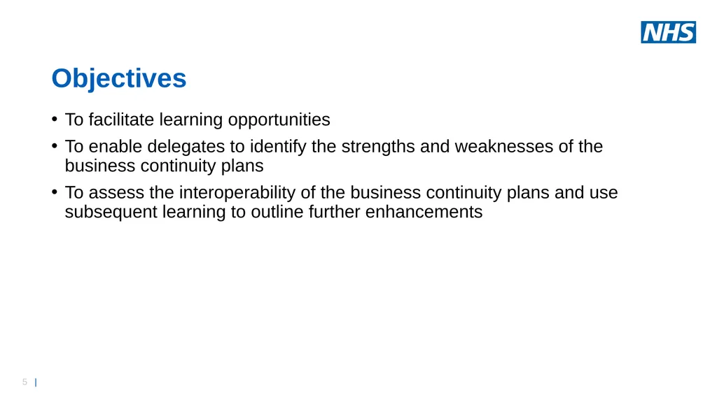 Business Continuity Exercise – Premises - slide 5 of 16