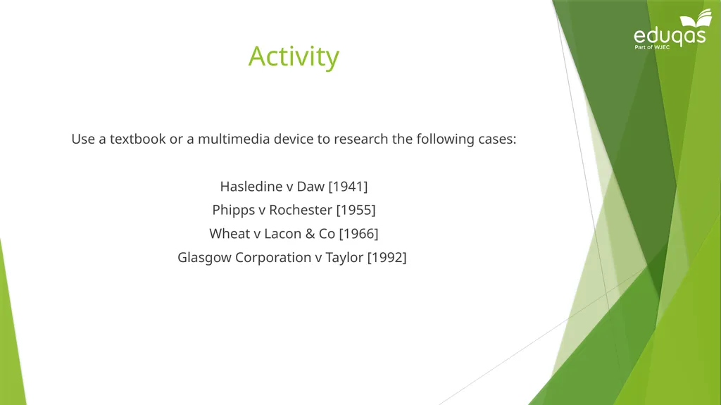 Occupiers’ liability Occupiers Liability Act 1957: - slide 15 of 15