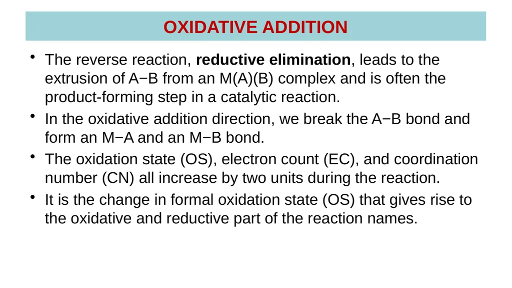 LECTURE 16: OXIDATIVE ADDITION OXIDATIVE ADDITION - slide 3 of 51
