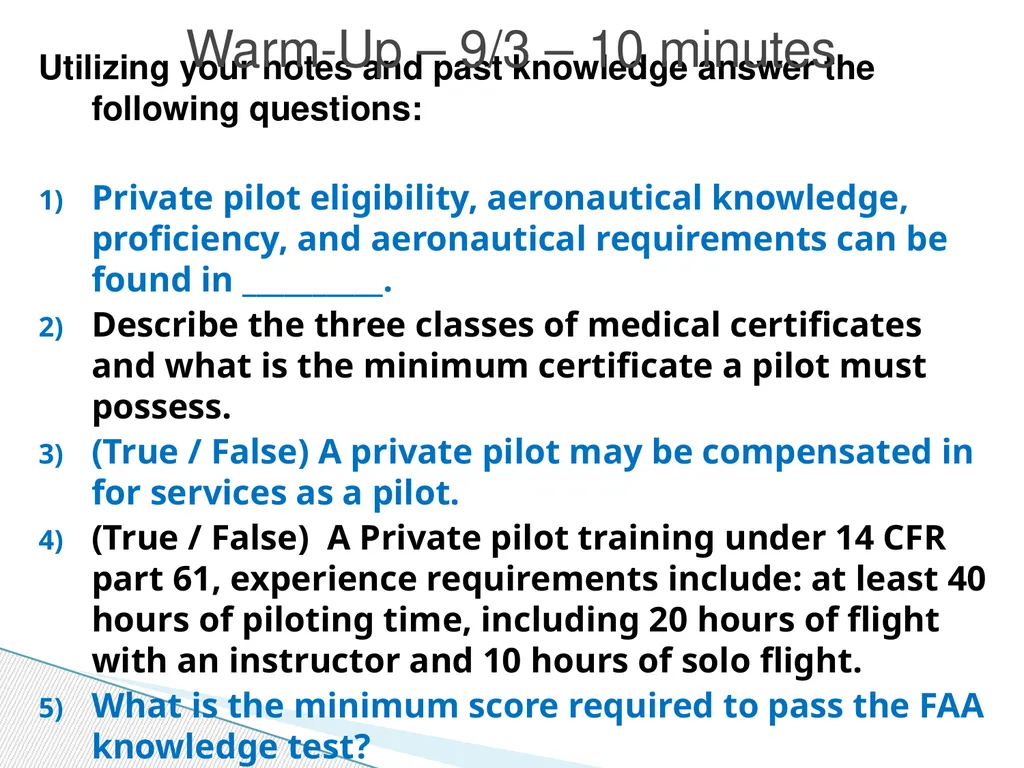Utilizing your notes and past knowledge answer the - slide 1 of 61