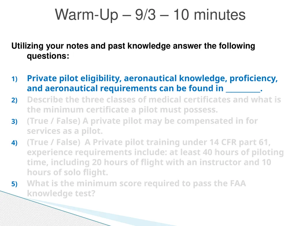 Utilizing your notes and past knowledge answer the - slide 3 of 61