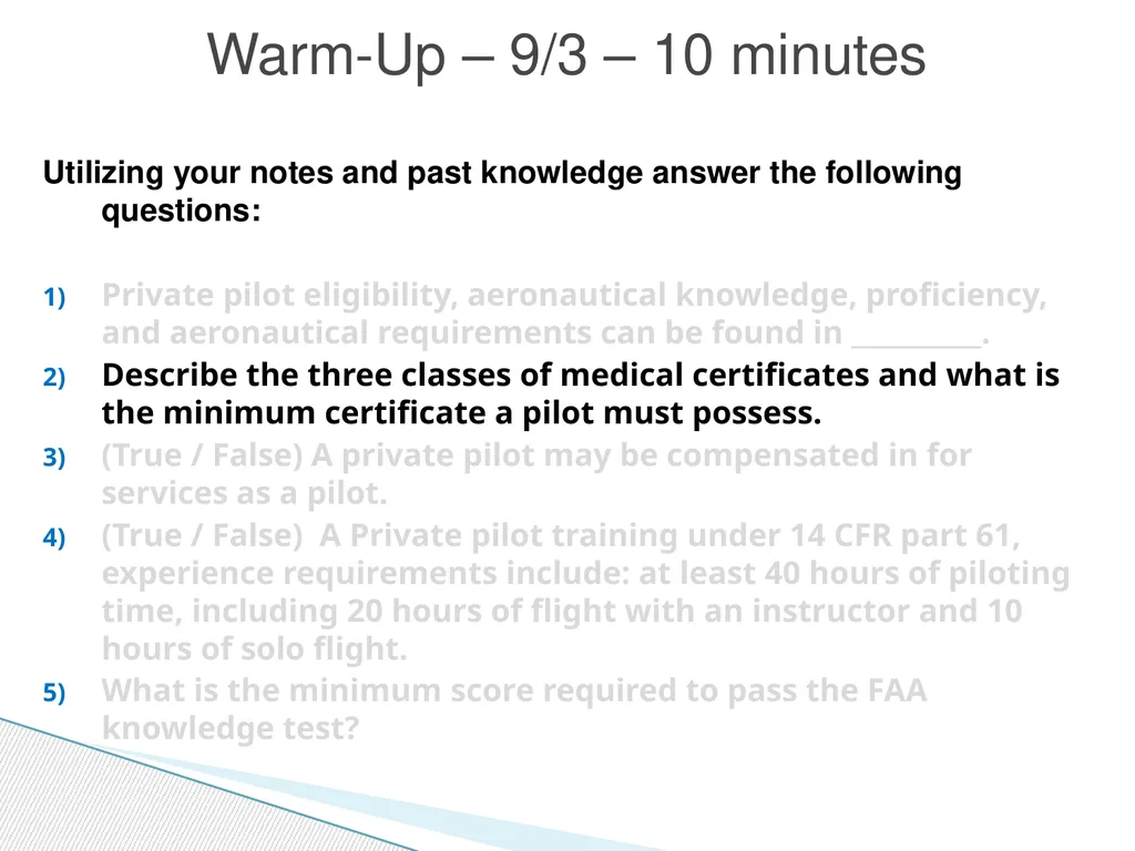 Utilizing your notes and past knowledge answer the - slide 5 of 61