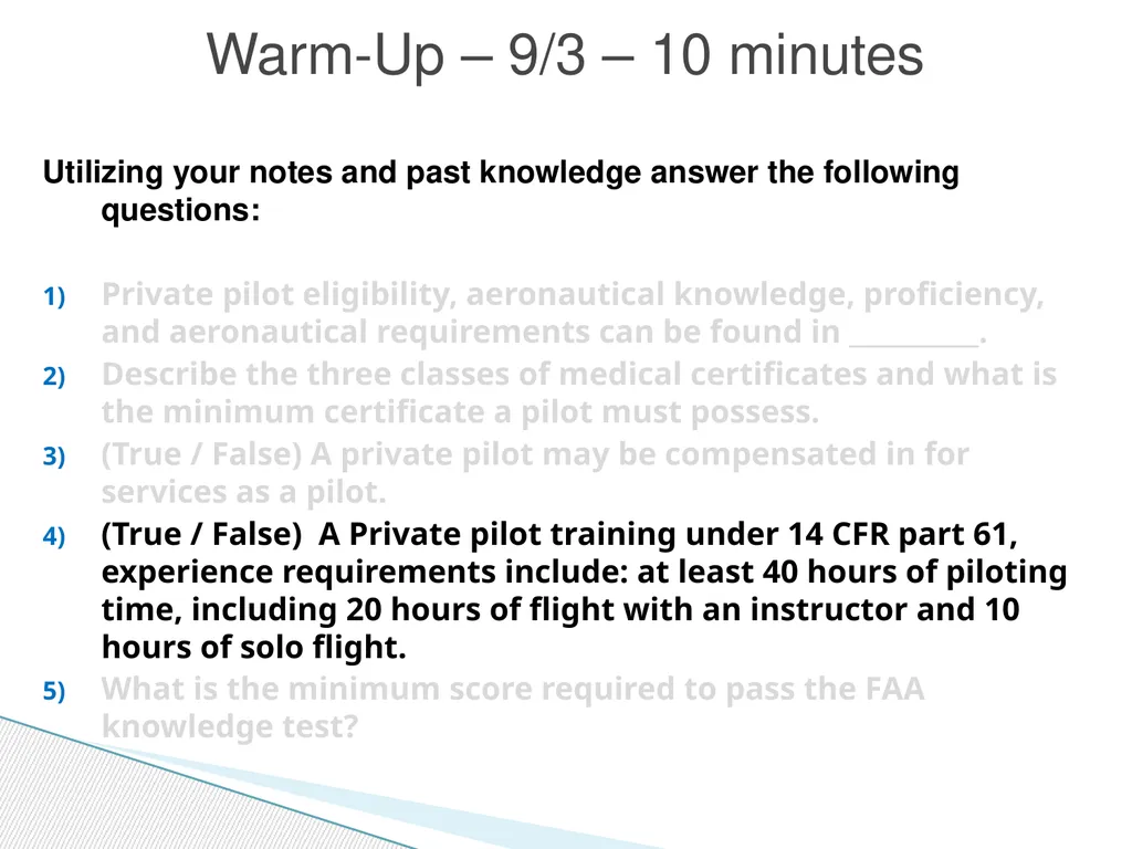 Utilizing your notes and past knowledge answer the - slide 9 of 61