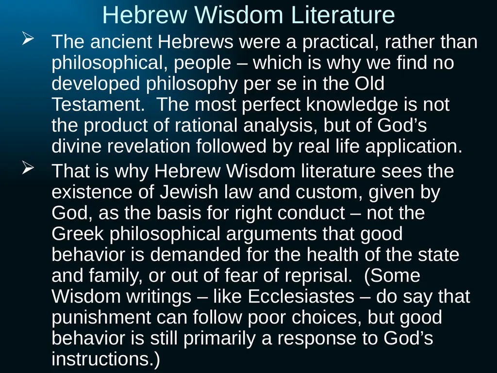 Old Testament Wisdom Literature (OT6) Ross Arnold, - slide 11 of 17
