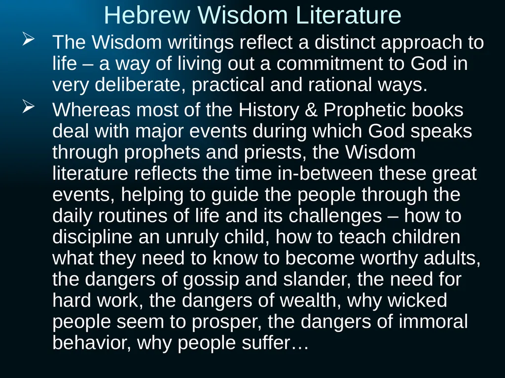 Old Testament Wisdom Literature (OT6) Ross Arnold, - slide 12 of 17