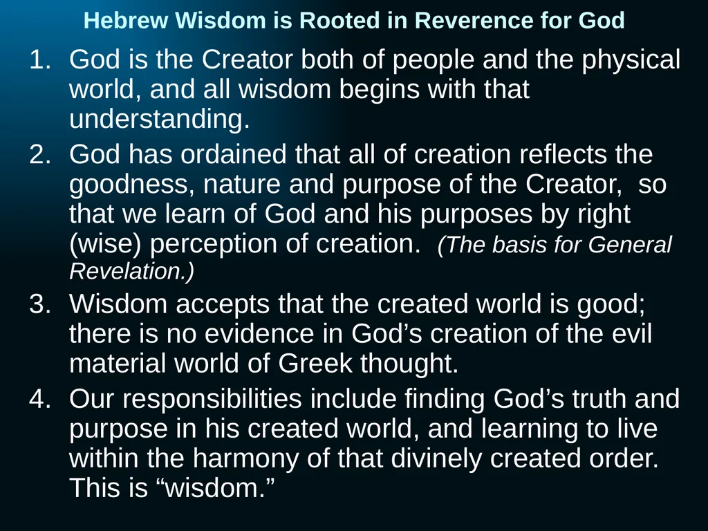 Old Testament Wisdom Literature (OT6) Ross Arnold, - slide 13 of 17
