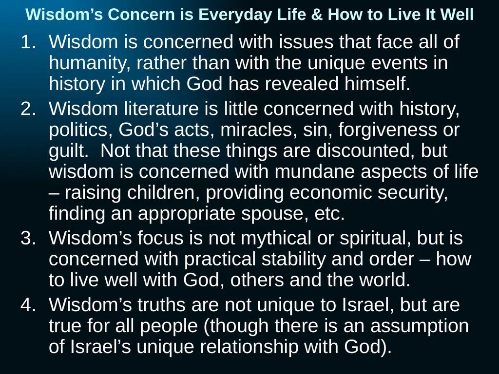 Old Testament Wisdom Literature (OT6) Ross Arnold, - slide 15 of 17