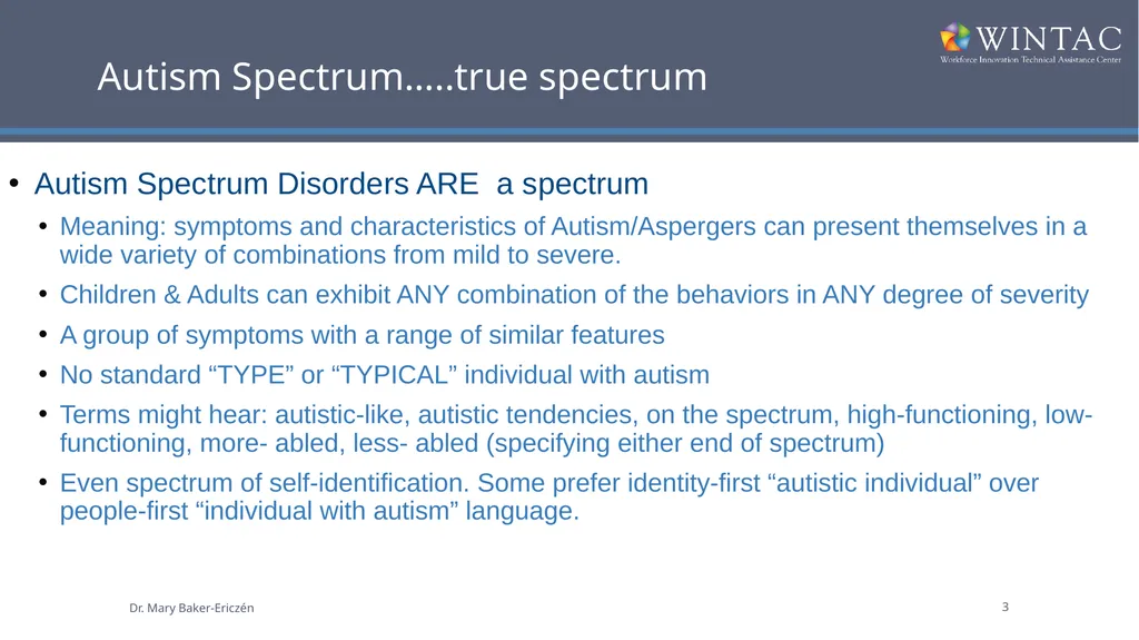Understanding Individuals with Autism Spectrum - slide 3 of 26
