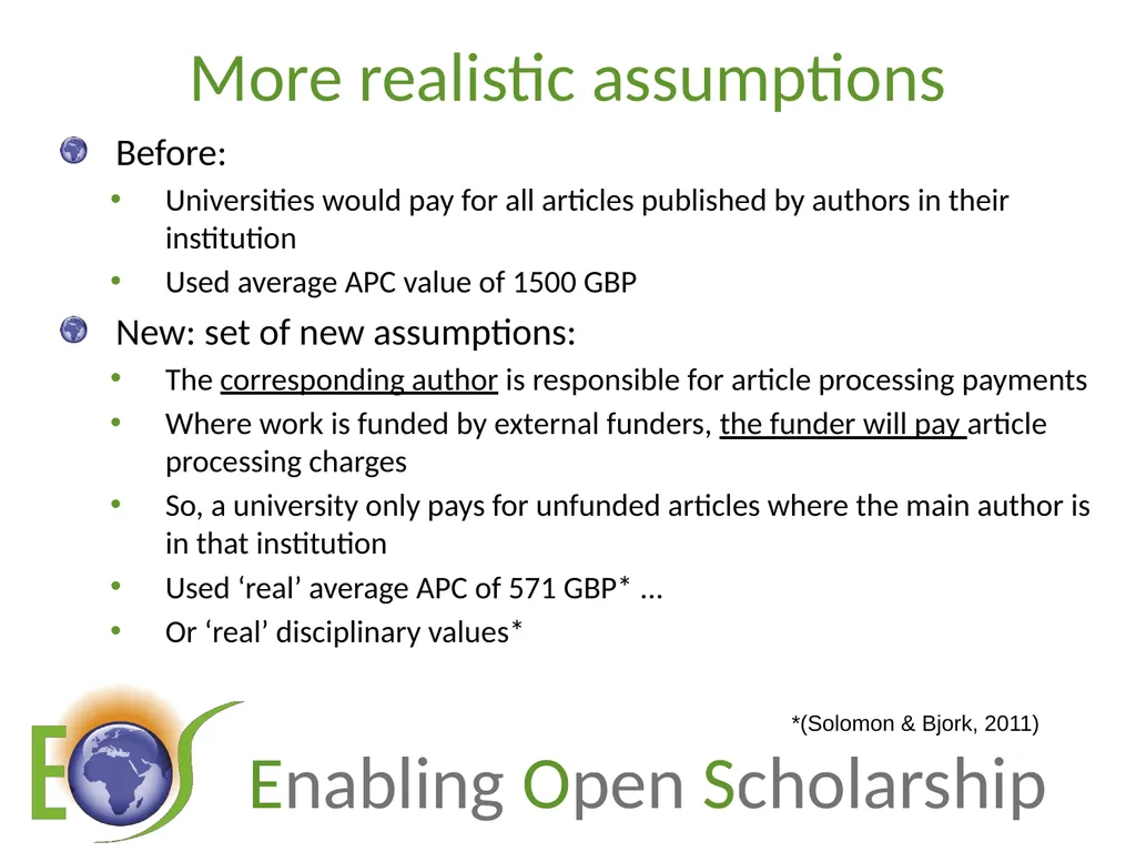 Enjeux de l’Open Access : le green OA, coûts et - slide 14 of 24