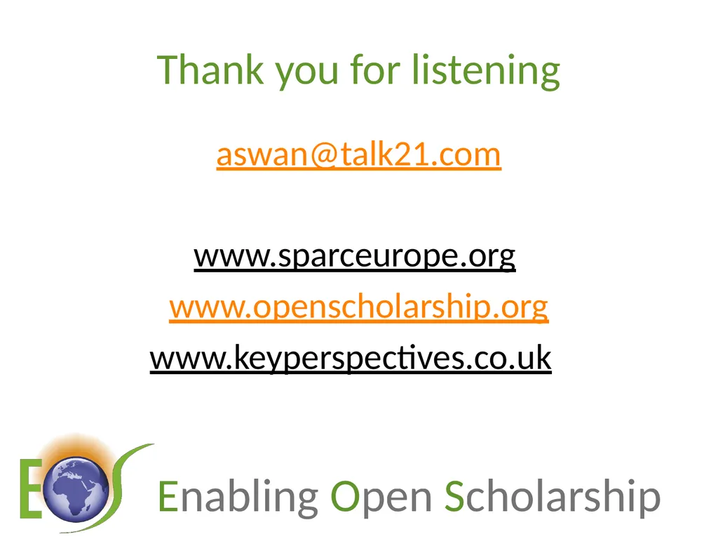 Enjeux de l’Open Access : le green OA, coûts et - slide 24 of 24