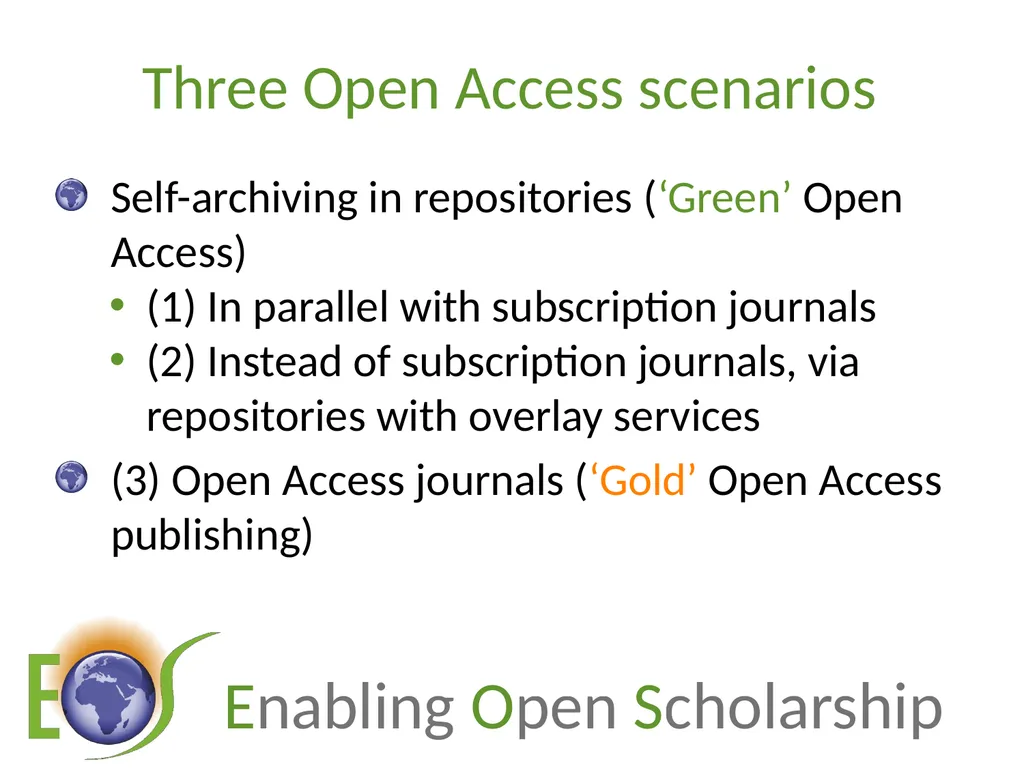 Enjeux de l’Open Access : le green OA, coûts et - slide 9 of 24