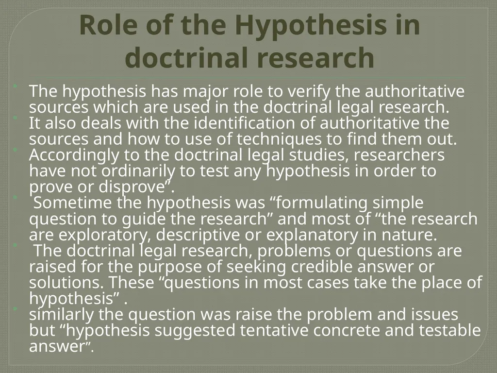 TOPIC: DOCTRINAL RESEARCH AND CRITICAL ANALYSIS - slide 13 of 19