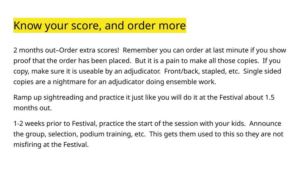 A Session called “Festival Preparation” Because - slide 27 of 32