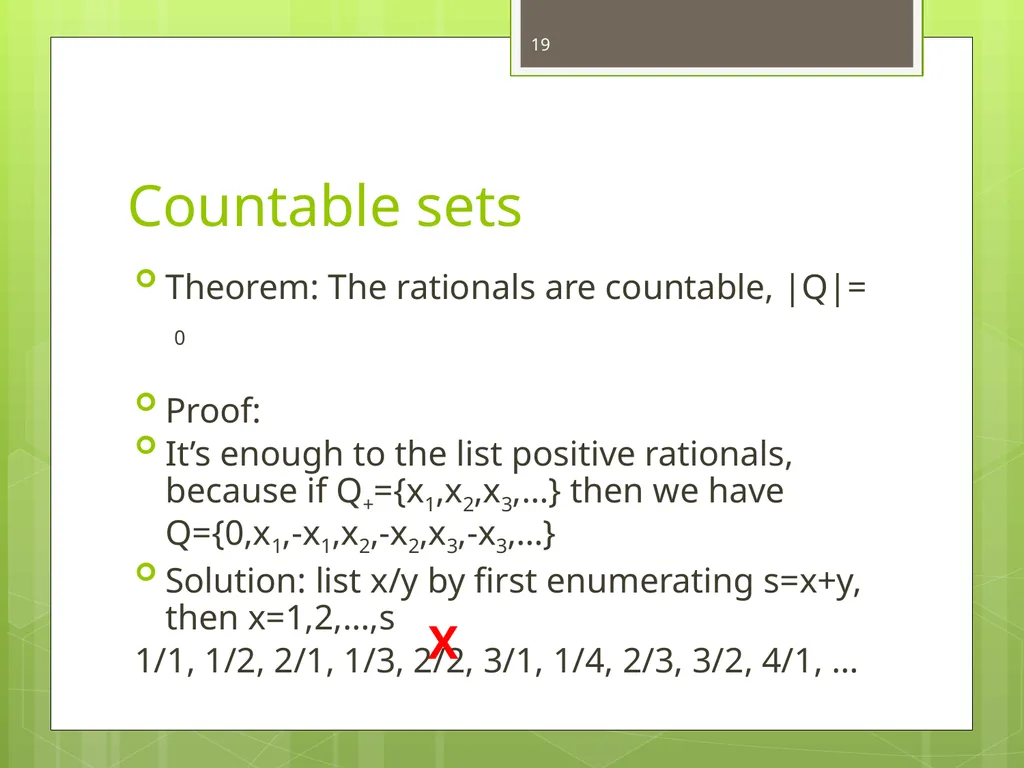 Today’s Topics: Functions and set sizes Infinite - slide 19 of 24