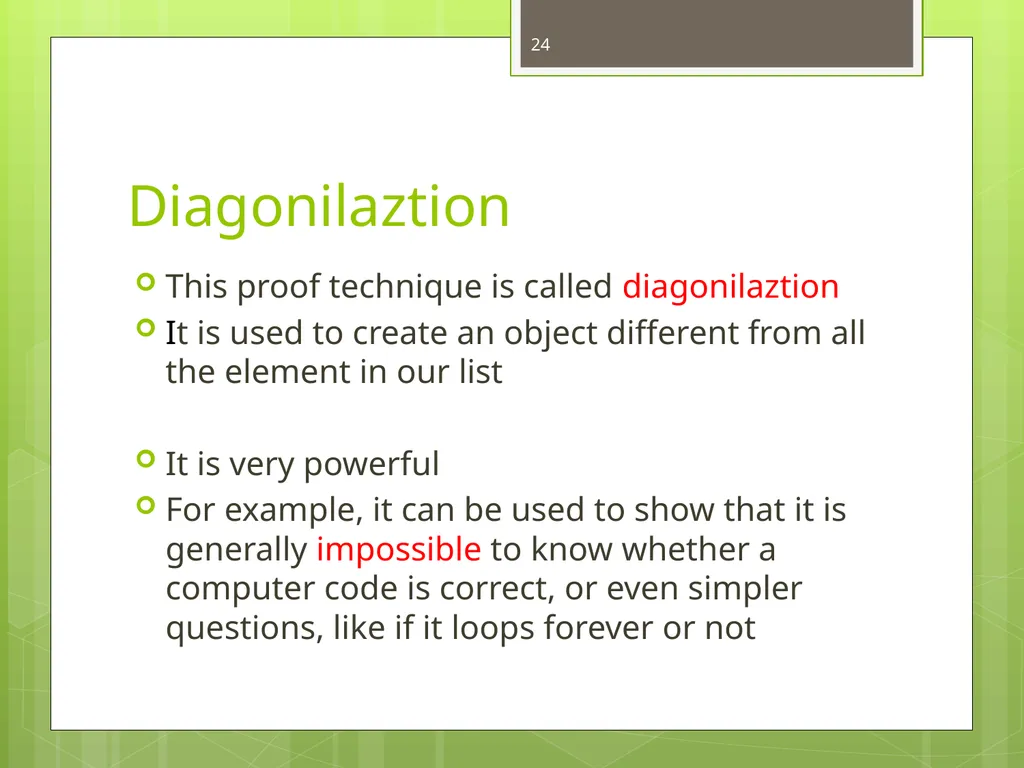 Today’s Topics: Functions and set sizes Infinite - slide 24 of 24