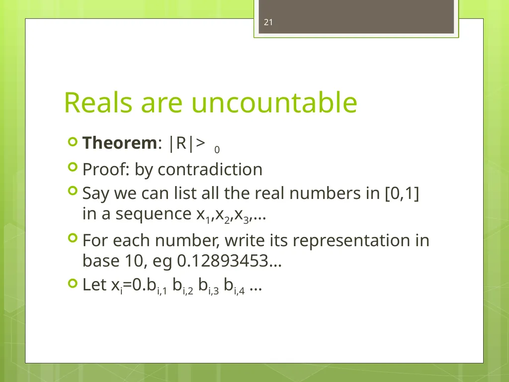 Today’s Topics: Functions and set sizes Infinite - slide 21 of 24