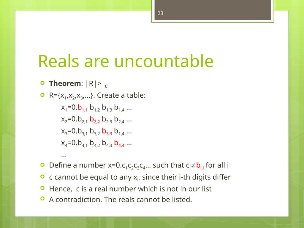 Today’s Topics: Functions and set sizes Infinite - slide 23 of 24