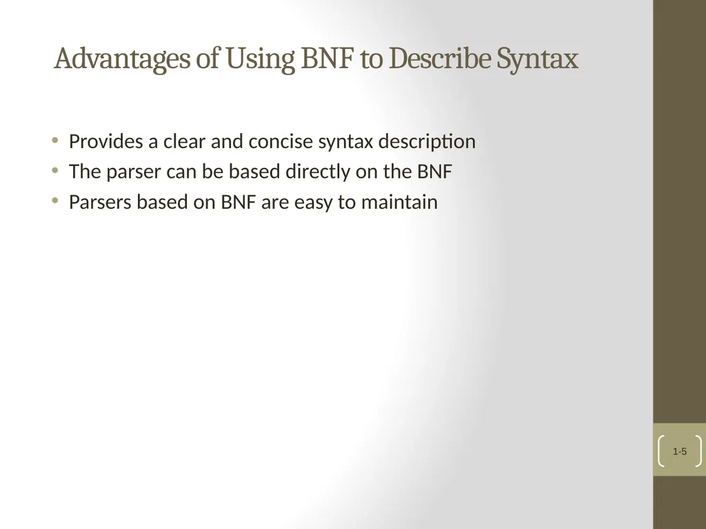 Chapter 4 Lexical and Syntax Analysis Chapter 4 - slide 5 of 48