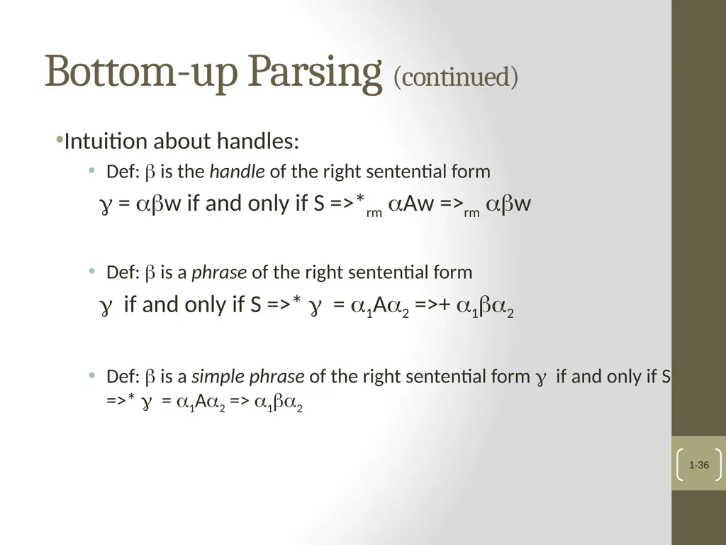 Chapter 4 Lexical and Syntax Analysis Chapter 4 - slide 36 of 48
