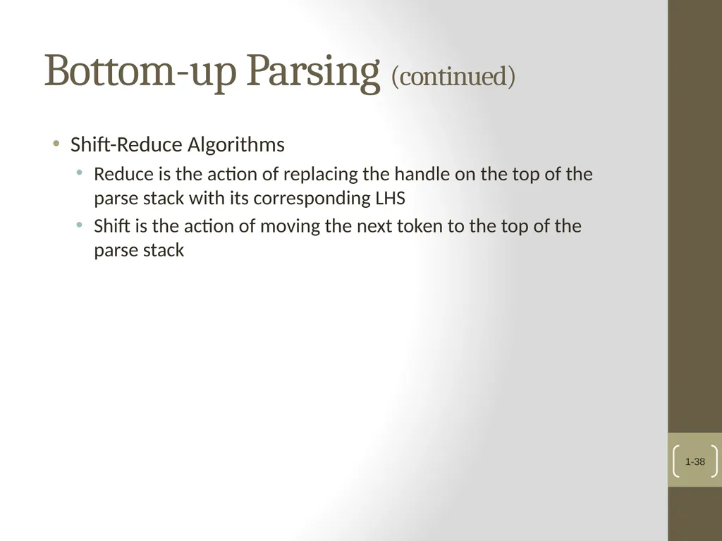 Chapter 4 Lexical and Syntax Analysis Chapter 4 - slide 38 of 48