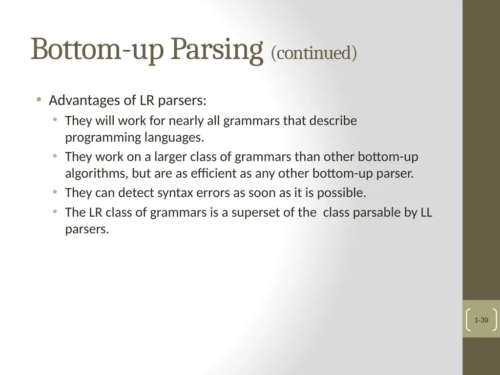 Chapter 4 Lexical and Syntax Analysis Chapter 4 - slide 39 of 48