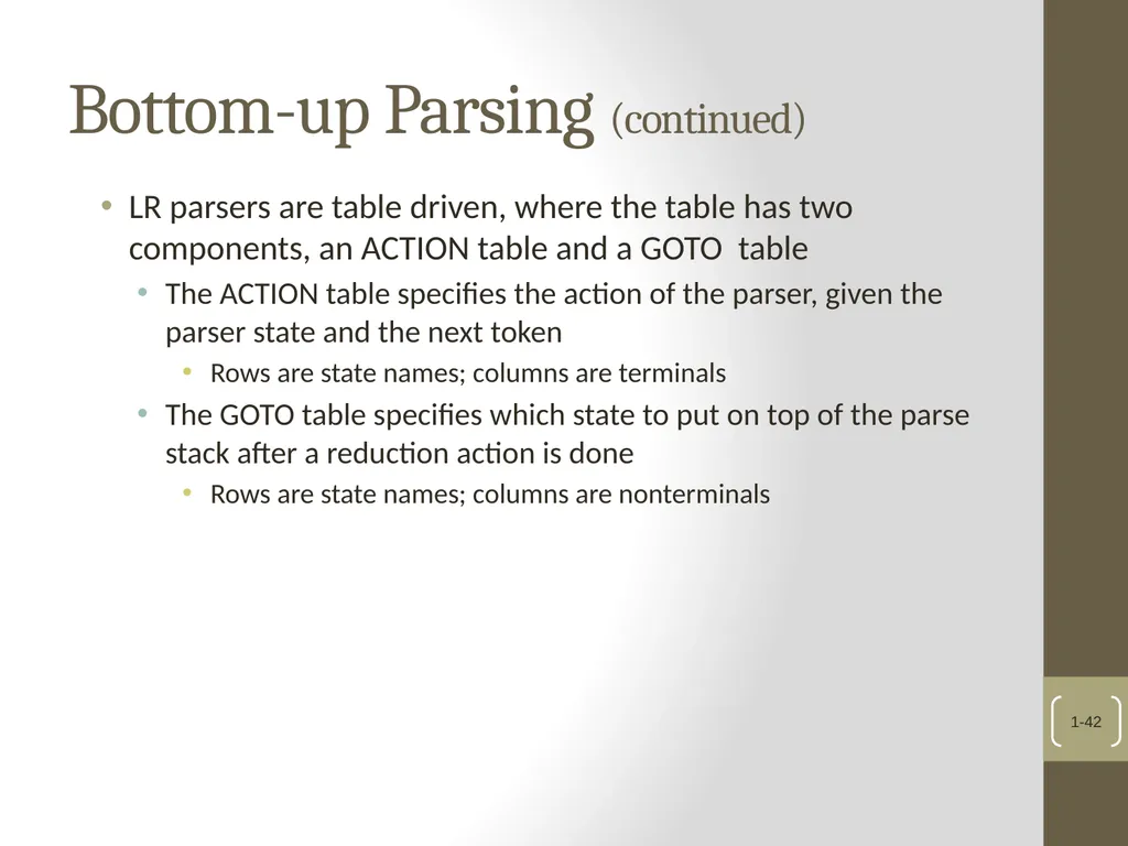 Chapter 4 Lexical and Syntax Analysis Chapter 4 - slide 42 of 48
