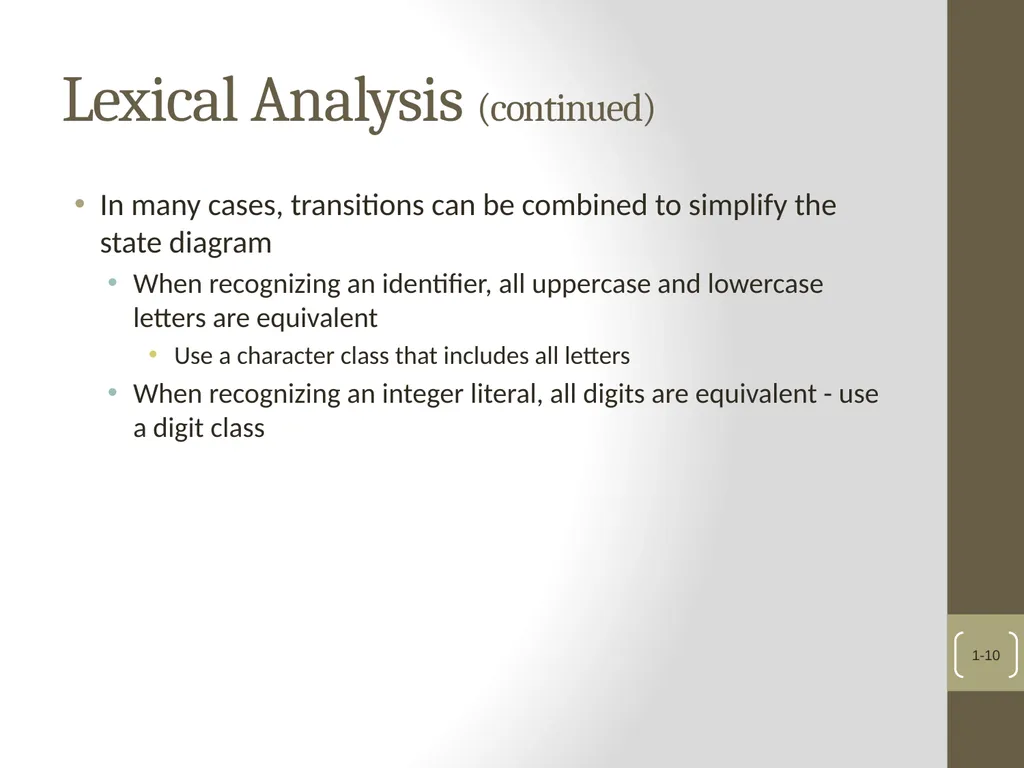 Chapter 4 Lexical and Syntax Analysis Chapter 4 - slide 10 of 48