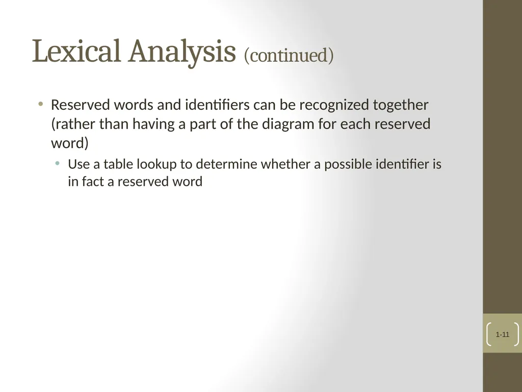 Chapter 4 Lexical and Syntax Analysis Chapter 4 - slide 11 of 48