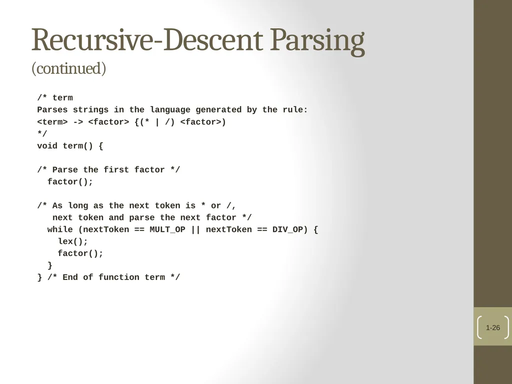 Chapter 4 Lexical and Syntax Analysis Chapter 4 - slide 26 of 48