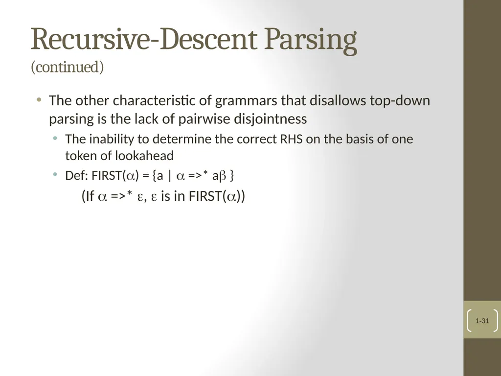 Chapter 4 Lexical and Syntax Analysis Chapter 4 - slide 31 of 48