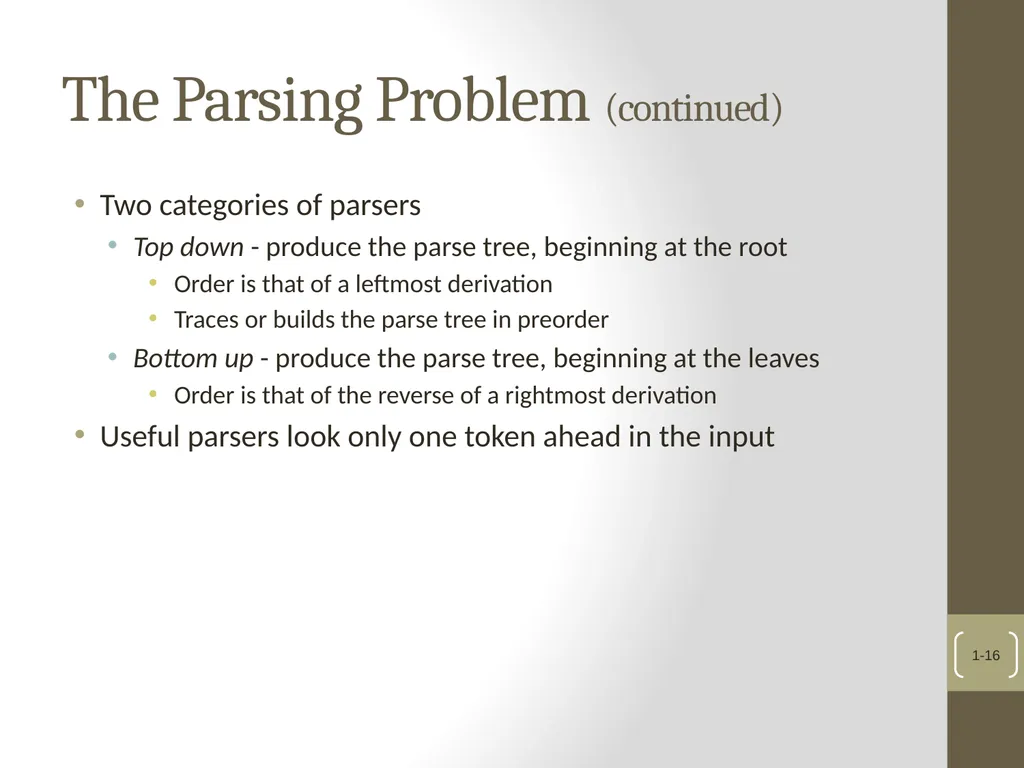 Chapter 4 Lexical and Syntax Analysis Chapter 4 - slide 16 of 48