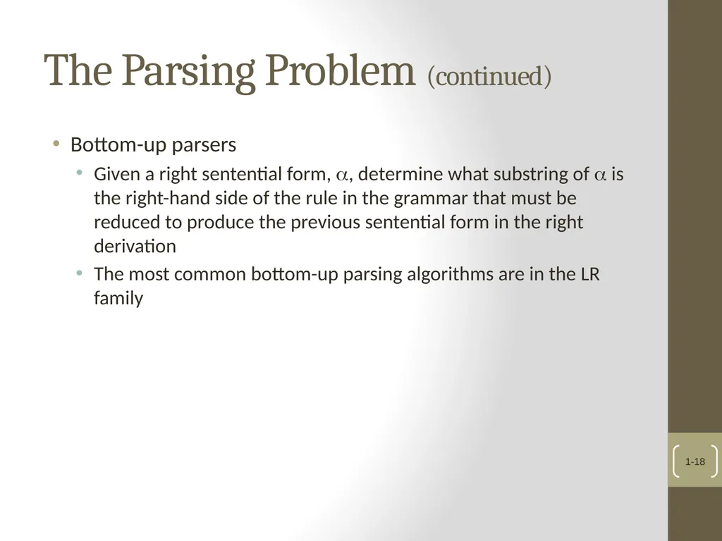 Chapter 4 Lexical and Syntax Analysis Chapter 4 - slide 18 of 48