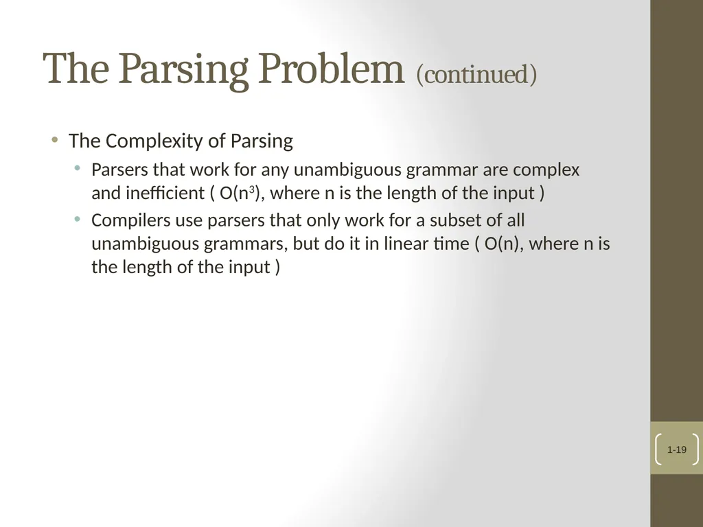 Chapter 4 Lexical and Syntax Analysis Chapter 4 - slide 19 of 48