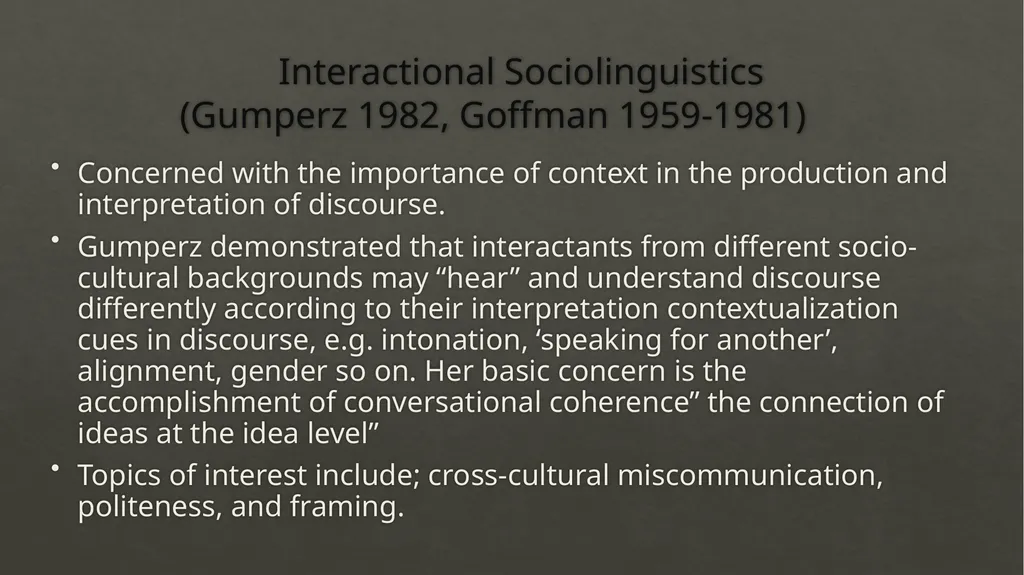 Approaches to Discourse Analysis Deborah Schiffrin - slide 11 of 13