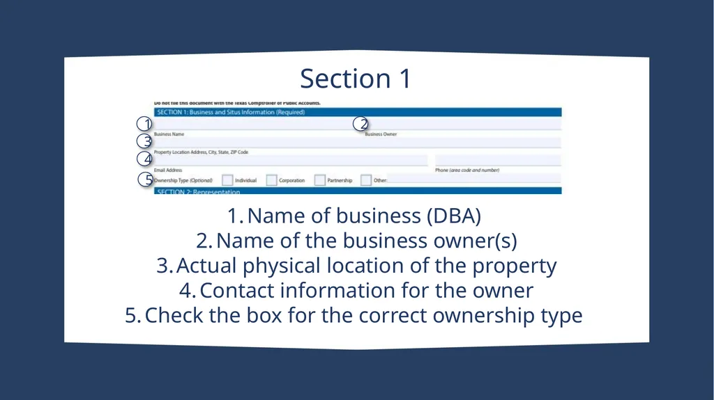 How to complete a Business Personal Property - slide 3 of 9
