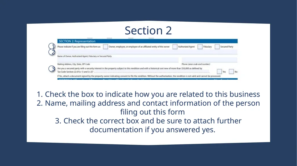 How to complete a Business Personal Property - slide 4 of 9