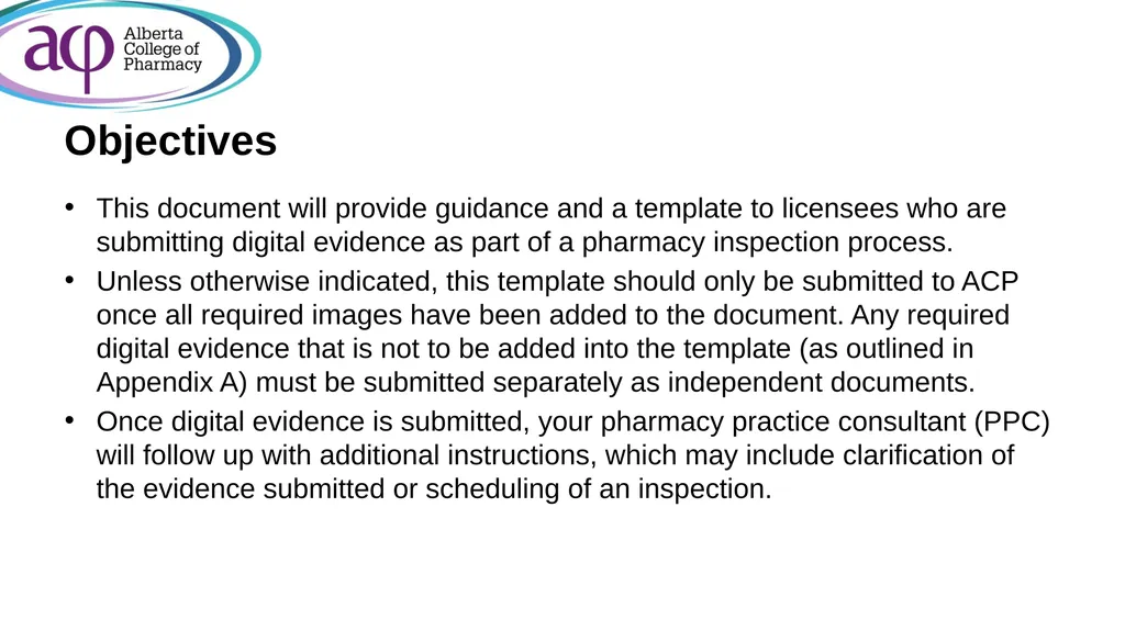 ACP inspections: digital evidence submission - slide 2 of 126