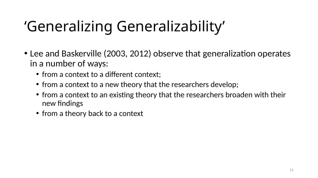 IS8014 Theory & Qualitative IS Research II: - slide 11 of 14