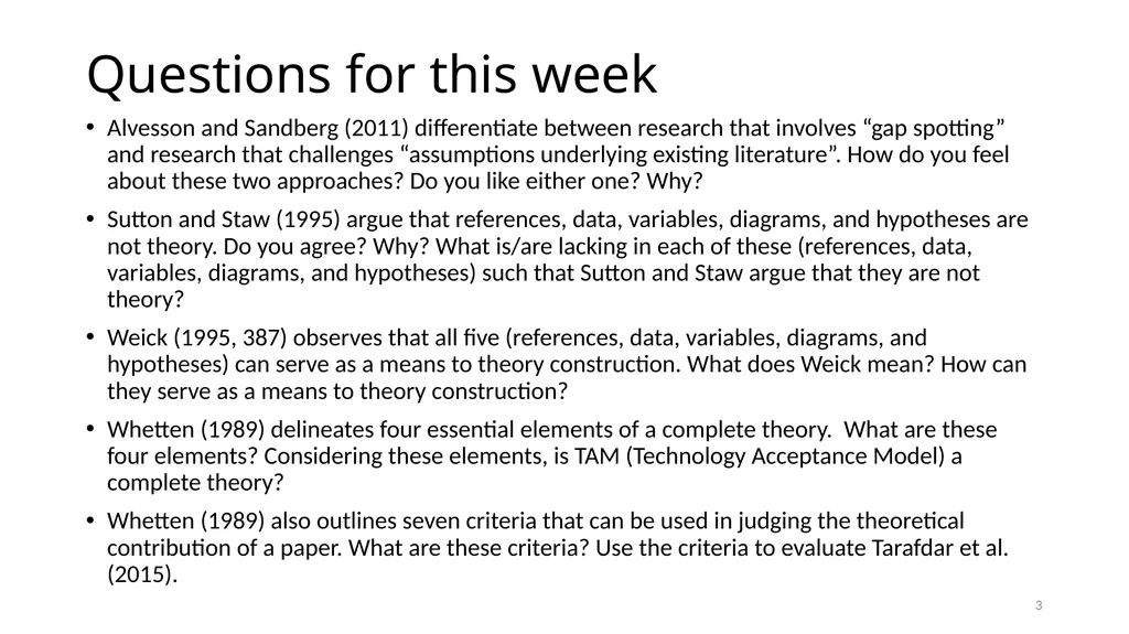 IS8014 Theory & Qualitative IS Research II: - slide 3 of 14