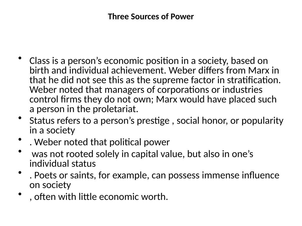 Weber’s approach on Stratification (Introduction) - slide 6 of 6