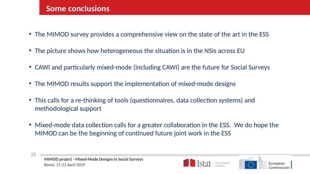 MIMOD – Project overview ROME April 11th | 12th - slide 25 of 25