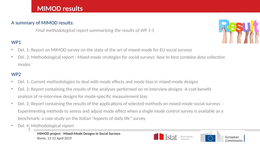 MIMOD – Project overview ROME April 11th | 12th - slide 5 of 25