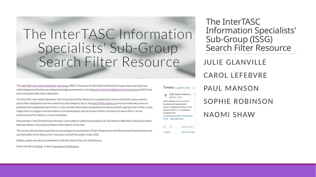 The InterTASC Information Specialists' Sub-Group - slide 1 of 8