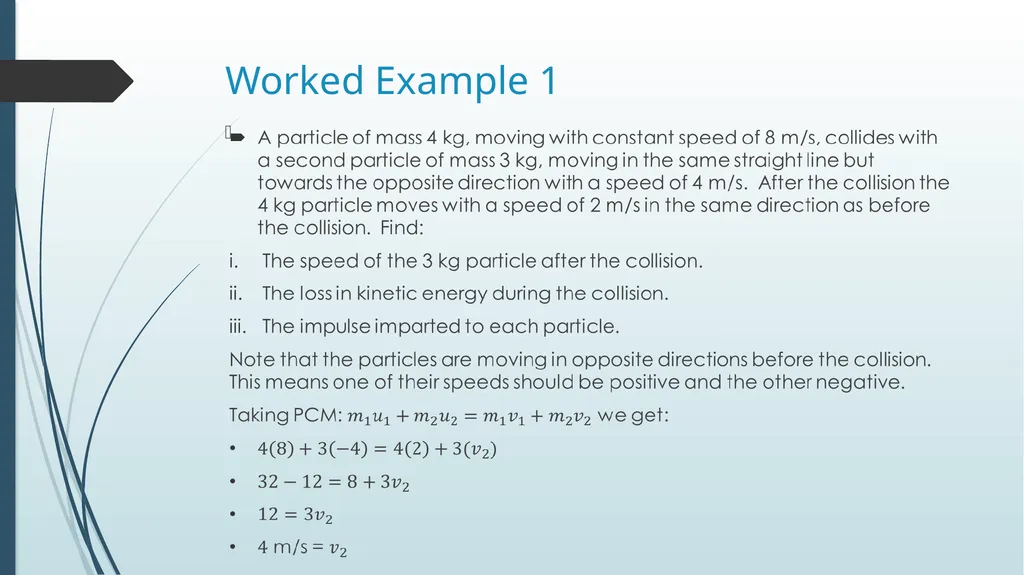 Collisions and Impacts – Core Concepts Worked - slide 2 of 5