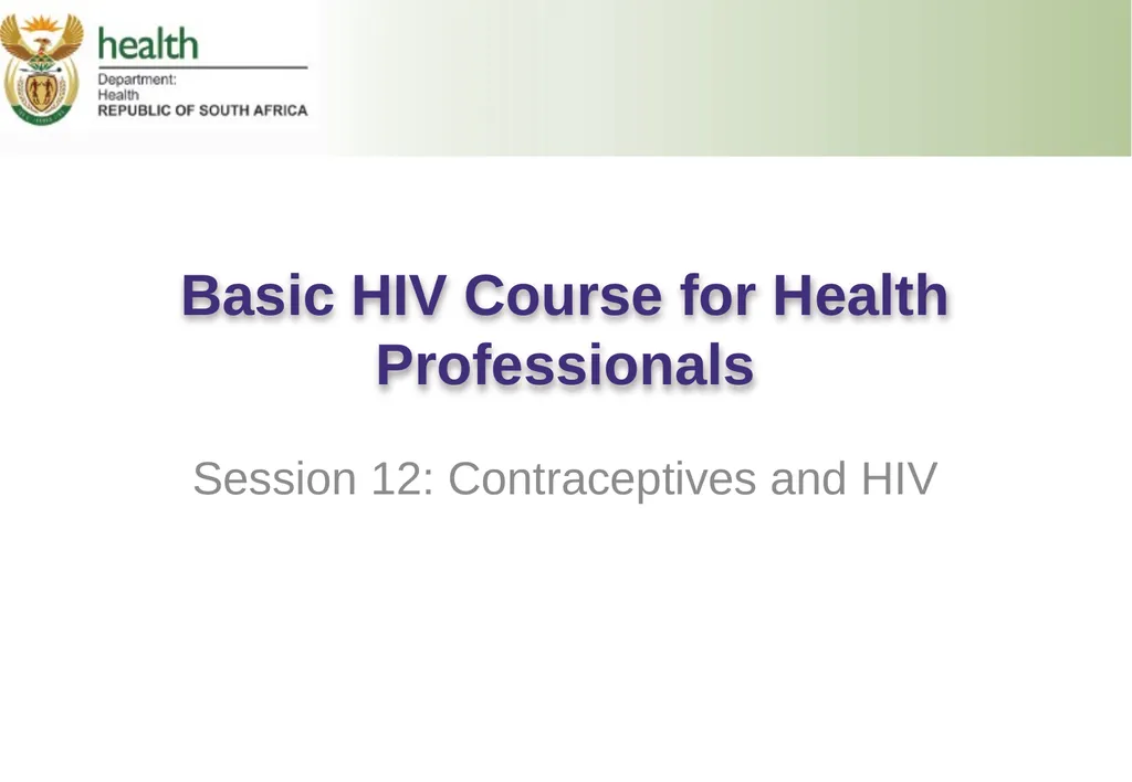 Basic HIV Course for Health Professionals Session - slide 1 of 13