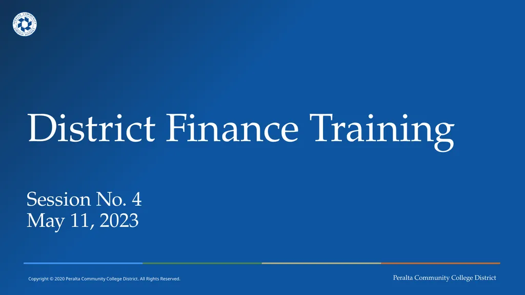 District Finance Training Session No. 4 May 11,
