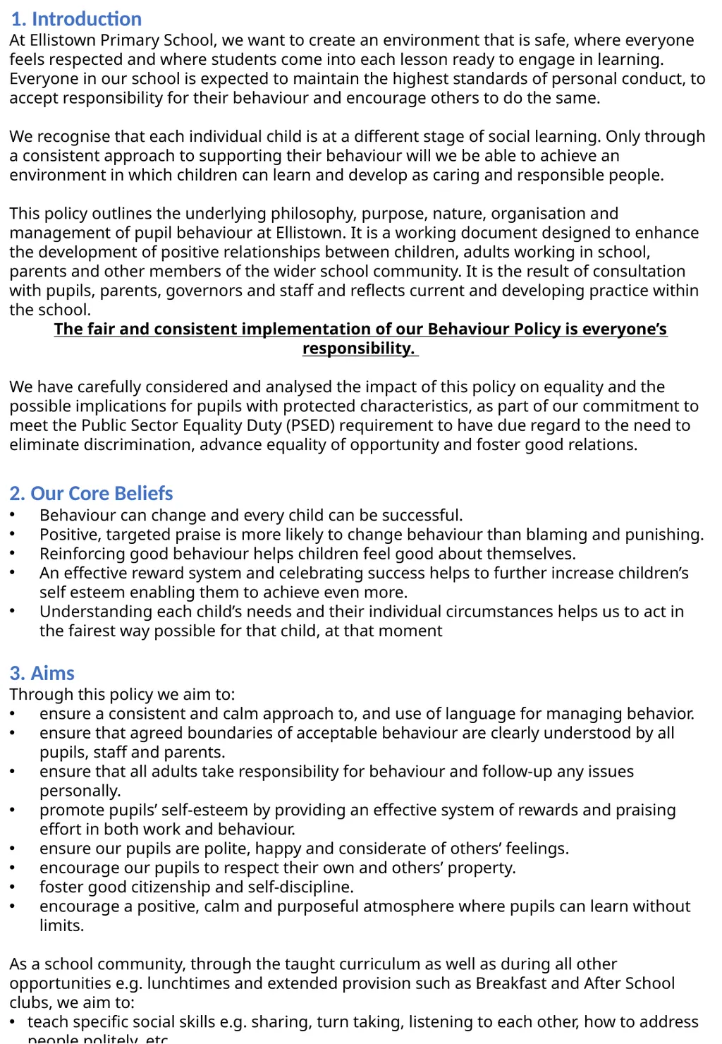 Behaviour and Relationships Policy Our Rules Be - slide 2 of 11