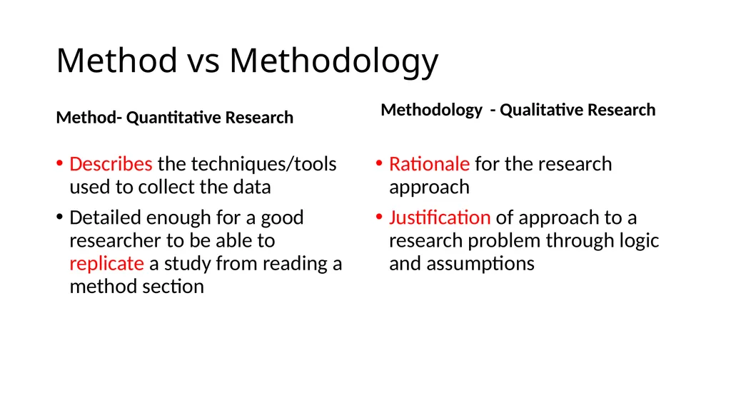 Method and Methodology Method vs Methodology - slide 2 of 17